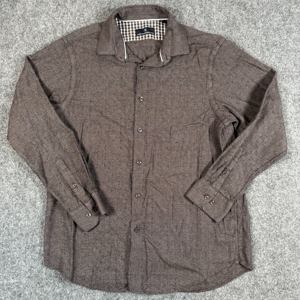 👔 Hart Schaffner Marx Mens Large Long Sleeve Button Up Shirt Brown Geometric